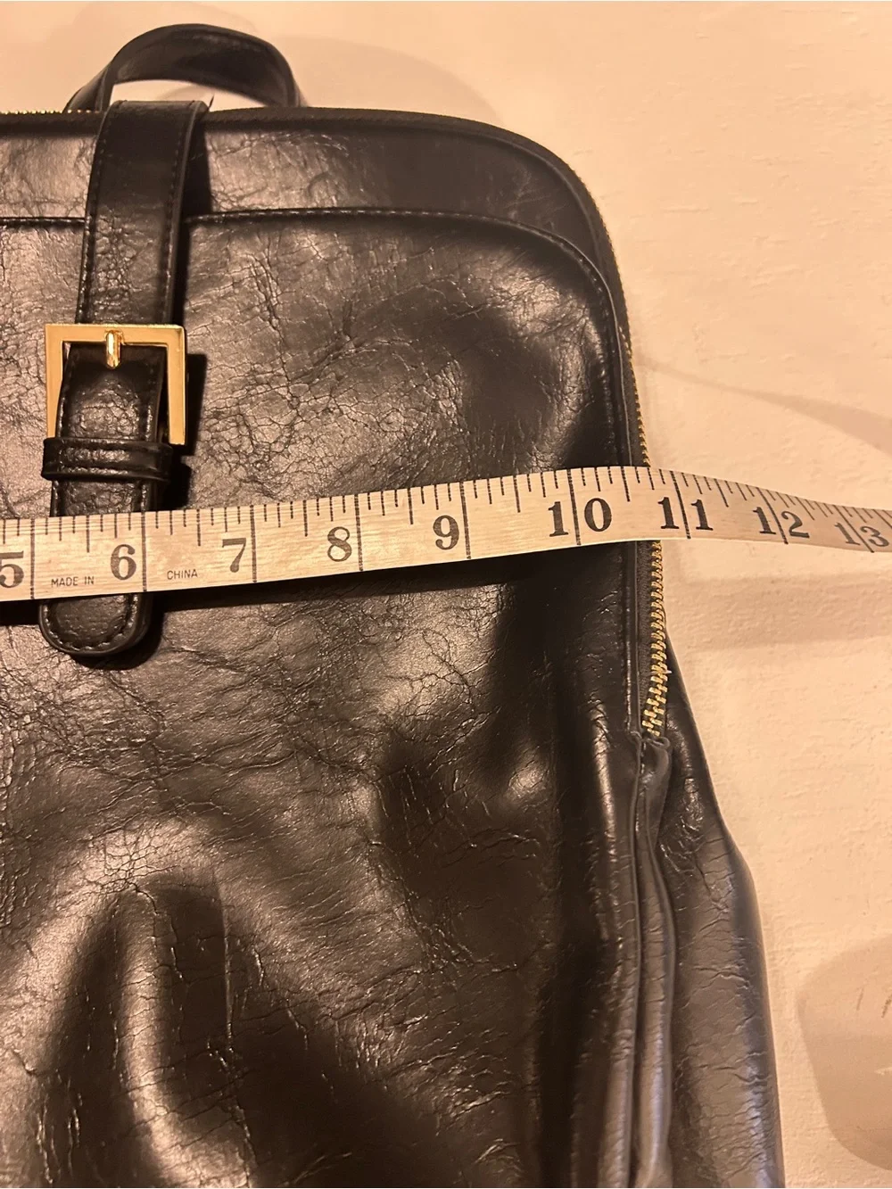 Antik Kraft Black Vegan Leather Backpack Purse Convertible Shoulder Bag Gold